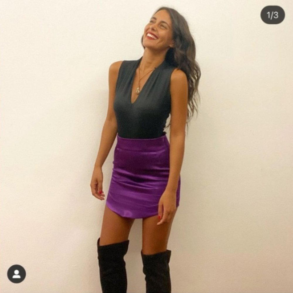 BLOGGER'S FAVE! Zara Purple Satin Effect High Waist Skirt NWT - Picture 11 of 13